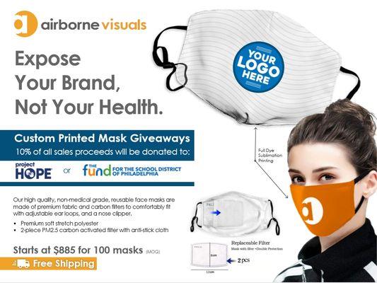 Custom logo face masks promo giveaways