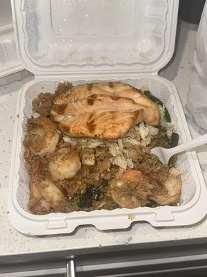 Salmon, Crab, and 5 Shrimp Fried Rice