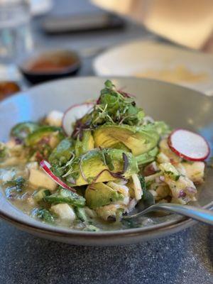 Ceviche Tatemado (shrimp and octopus ceviche)