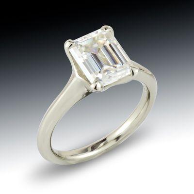 Custom Designed Emerald Cut Diamond Engagement Ring