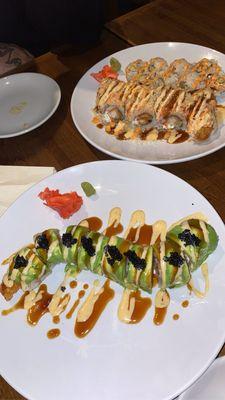 Caterpillar Roll, Fancy Roll, and Spicy Salmon Roll