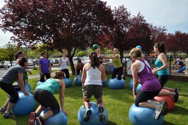 Group exercise classes meet at various times throughout the day and are often found doing a variety of things.