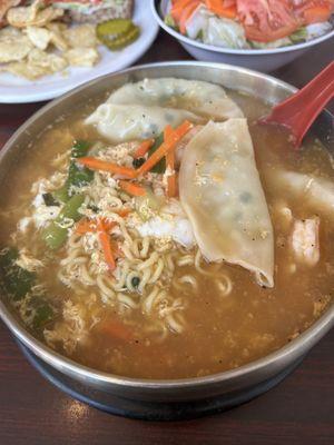 Dumpling Ramen with shrimp added