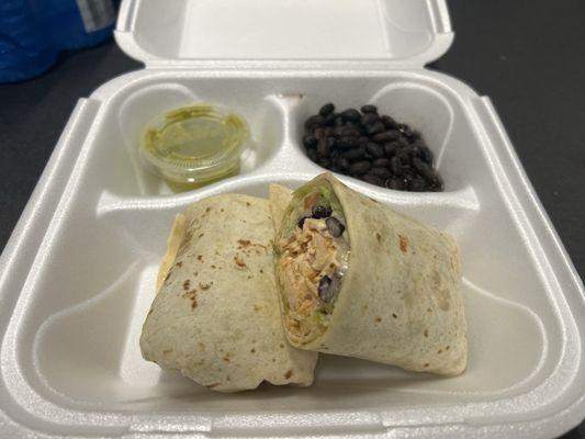 Small burrito and barely a tablespoon of black beans