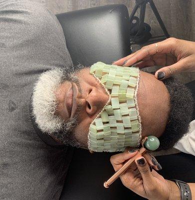 Classic Facial with Add On: Jade Eye Mask, Jade Roller, And beard treatment