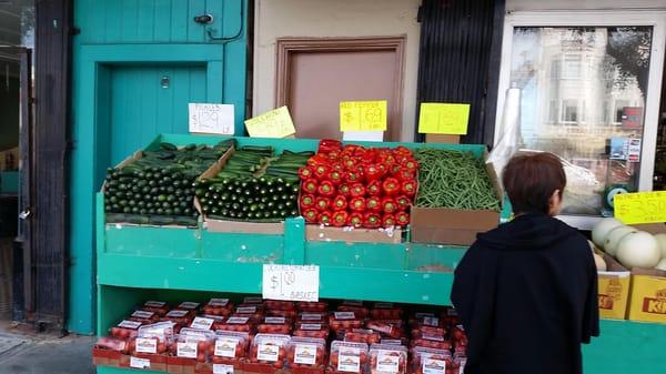 some of veg for sale in front of the store