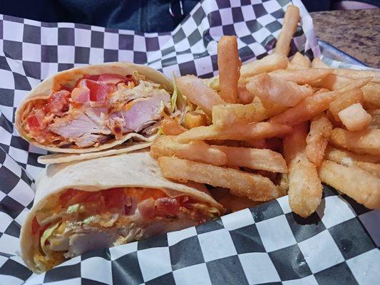 Buffalo Chicken Wrap with French fries