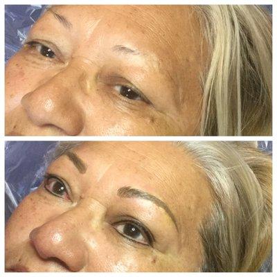 Before&After Microblading and permanent makeup of eyeliner upper and lower