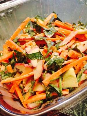 Crunch salad with tahini dressing