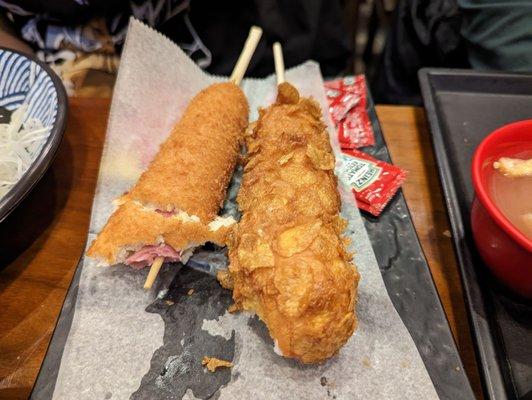 Fried corn dogs (sorry, took a bite before I could get the photo!)