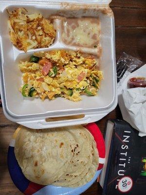 Migas with tortillas I made at home