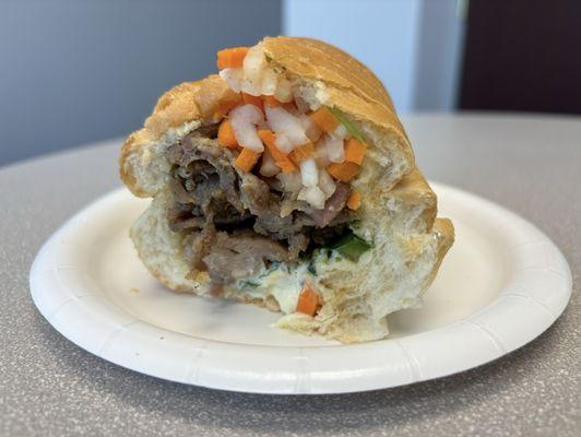 The grilled pork sandwich (banh mi thi nuong - $8) was juicy with fresh and finely chopped daikon vegetables.