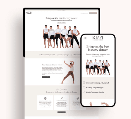 Kizzi Dancewear came to us needing an updated marketing message for their website along with an update bran aesthetic.