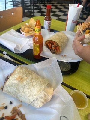 Burritos and hot sauce