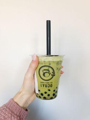 Small matcha boba tea