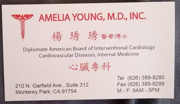 Dr Young's business card