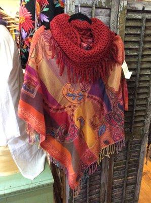 Embroidered Merino Wool Infinity Shawl.  We make them onsite.