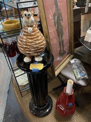 Hand blown Deco pedestal