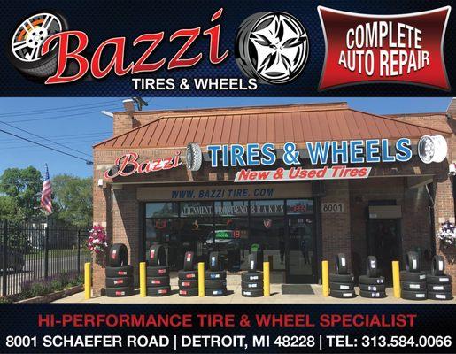 Bazzi Tire & Wheels offers a wide selection of name brand tires, Automotive services, factory and custom wheels at affordable prices.