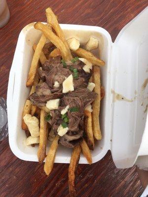 Braised red wine short rib poutine.