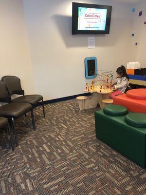 My daughter loves their clean, bright, play area. Very spacious and helps calm her nerves before her appointment