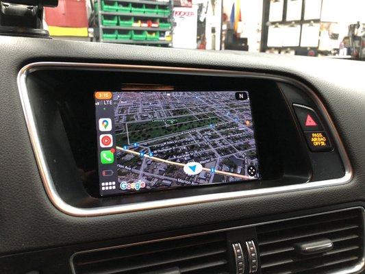 Google maps screen on CarPlay