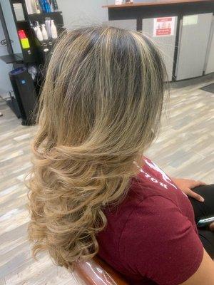 Beautiful highlights and blow dry