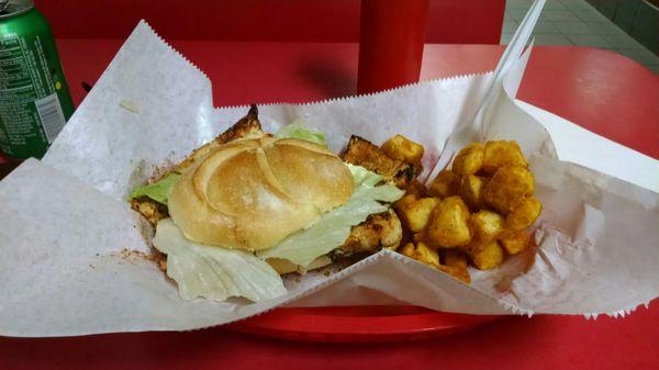 Cajun Chicken Sandwich w/Oven Browns.