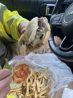 Burger - yum. Fries = meh.