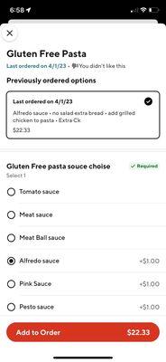 DoorDash menu item