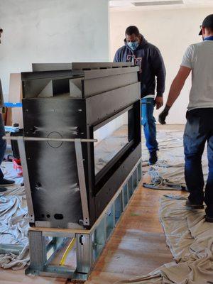 Day 1 - Demolished wall & setting the platform for the fireplace.