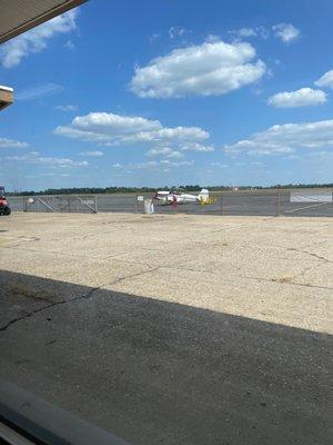 Airplane out on tarmac.