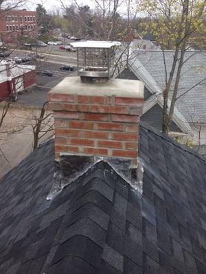 Chimney rebuild with cap and new lead  flashing Manchester Connecticut