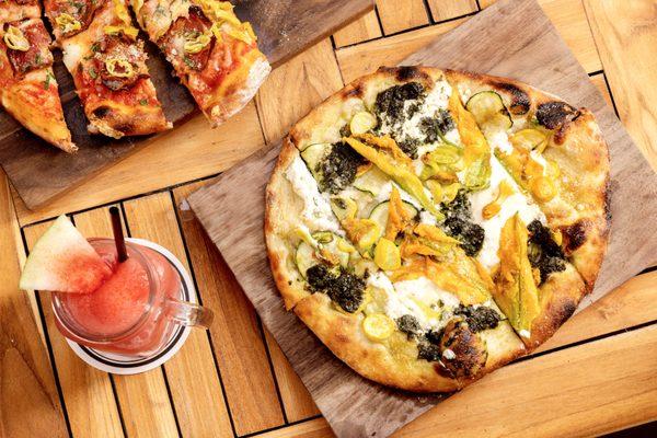 Squash Blossom Pizza | Gilligan's Outdoor Restaurant and Bar in SoHo, NY