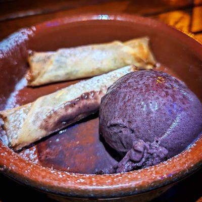 Ube ice cream and plantain lumpia