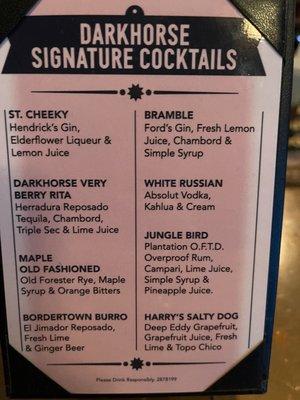 Cocktail Menu 9.21