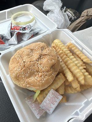 Double cheeseburger with fries