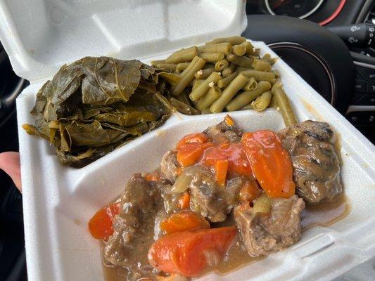 Lamb with 2-sides collard green & string beans