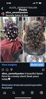 Spiral perm