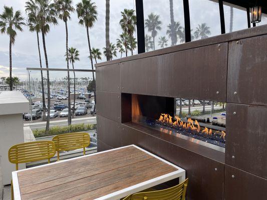 Patio with modern outdoor fireplaces