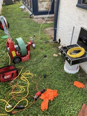 Sewer cleaning with camera check.