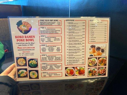 Menu side 1