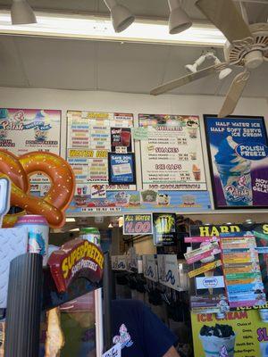 Menu behind counter