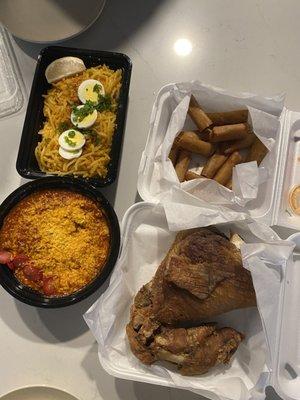 Pancit Malabon, Filipino Pinoy Spaghetti, Crispy Pata, Lumpia