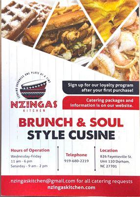 Nzingas Menu