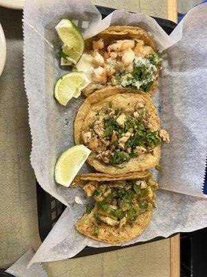 Shrimp and chicken tacos