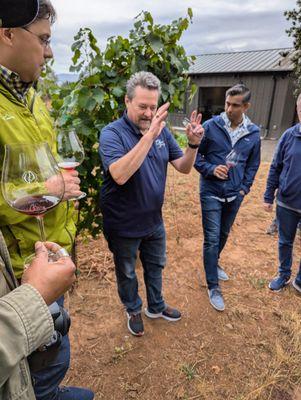 Co-owner and husband Jim Houchins giving us a tour of the Oliver Springs Vineyard.