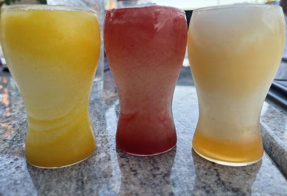 Three mamasita margarita- it's a flight of mini mango, strawberry and peach frozen margaritas!