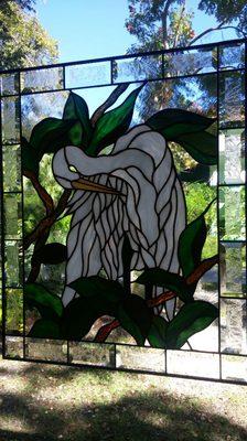 Stained Glass Great White Egret