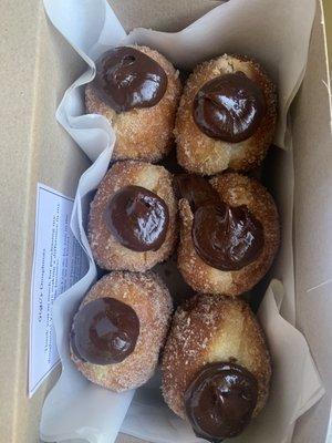 Chocolate ganache filled mini doughnuts